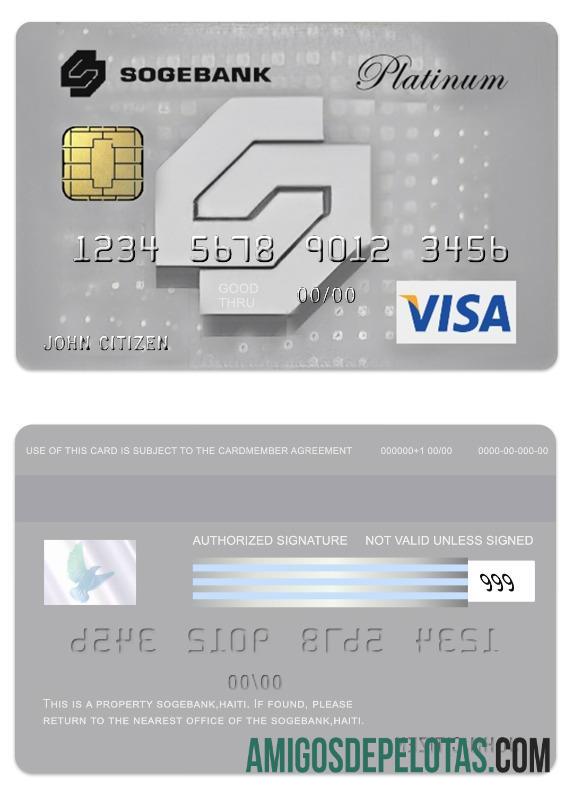 Cartão Haiti SogeBank Visa Platinum modelo